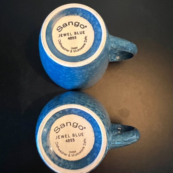 Pair of SANGO Jewel Blue 4893 Stoneware Coffee Mugs Tea Cups - Picture 6 of 8